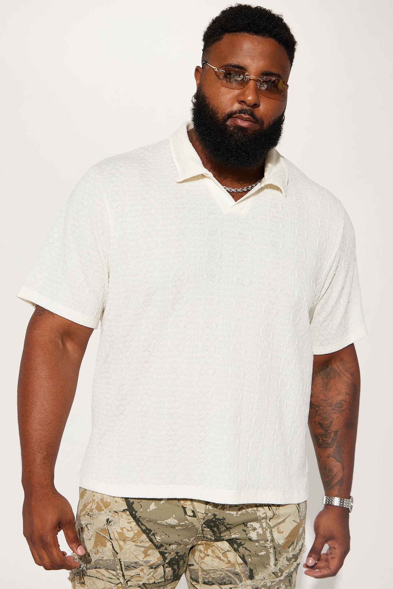 Zig Zag Road Short Sleeve Polo - White