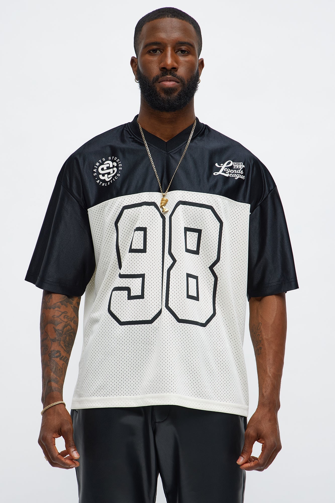 Saints Split Short Sleeve Soccer Jersey - Black/combo