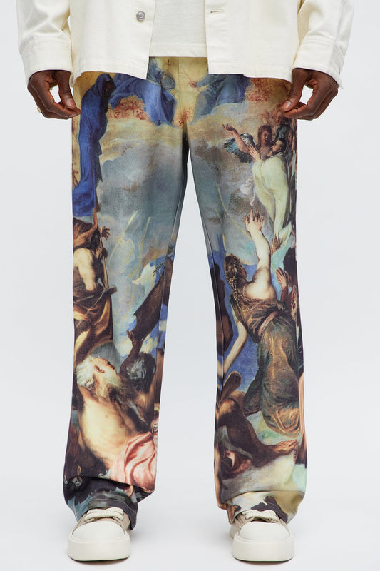 Baggy In The Heavens Printed Pants - Multi Color