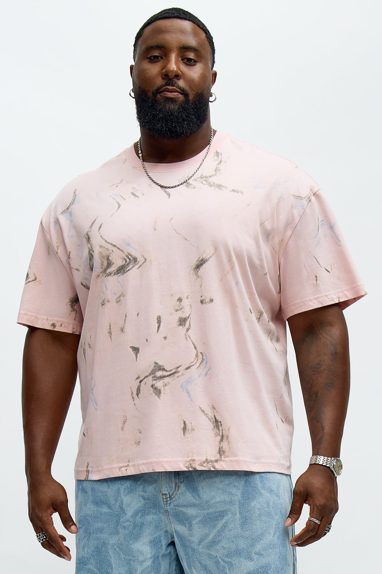 Marble Print Relaxed Tee - Pink
