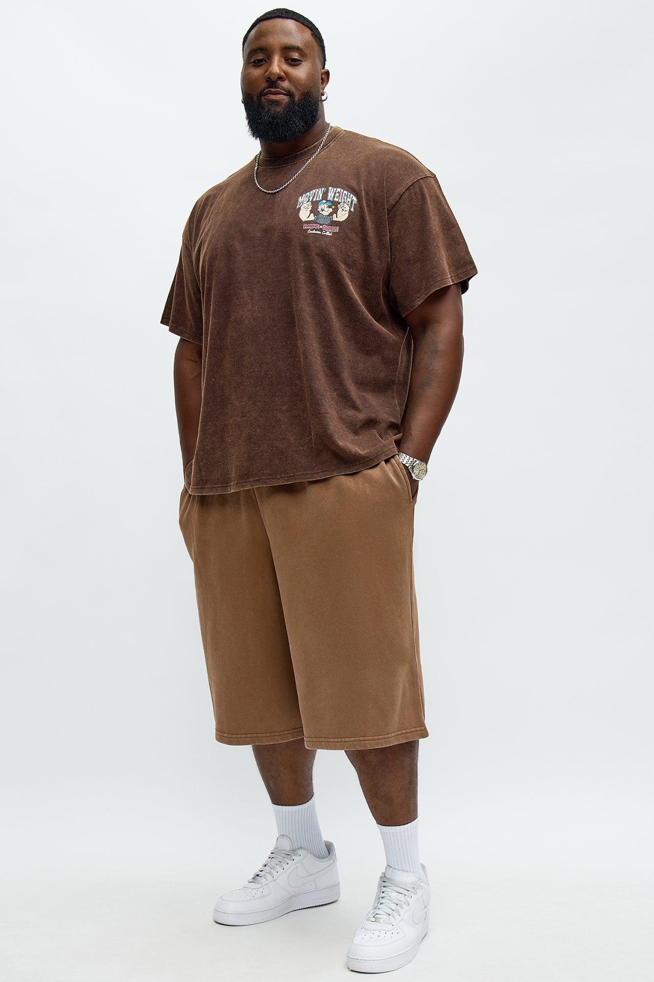 Popeye Movin' Weight Oversized Short Sleeve Tee - Brown