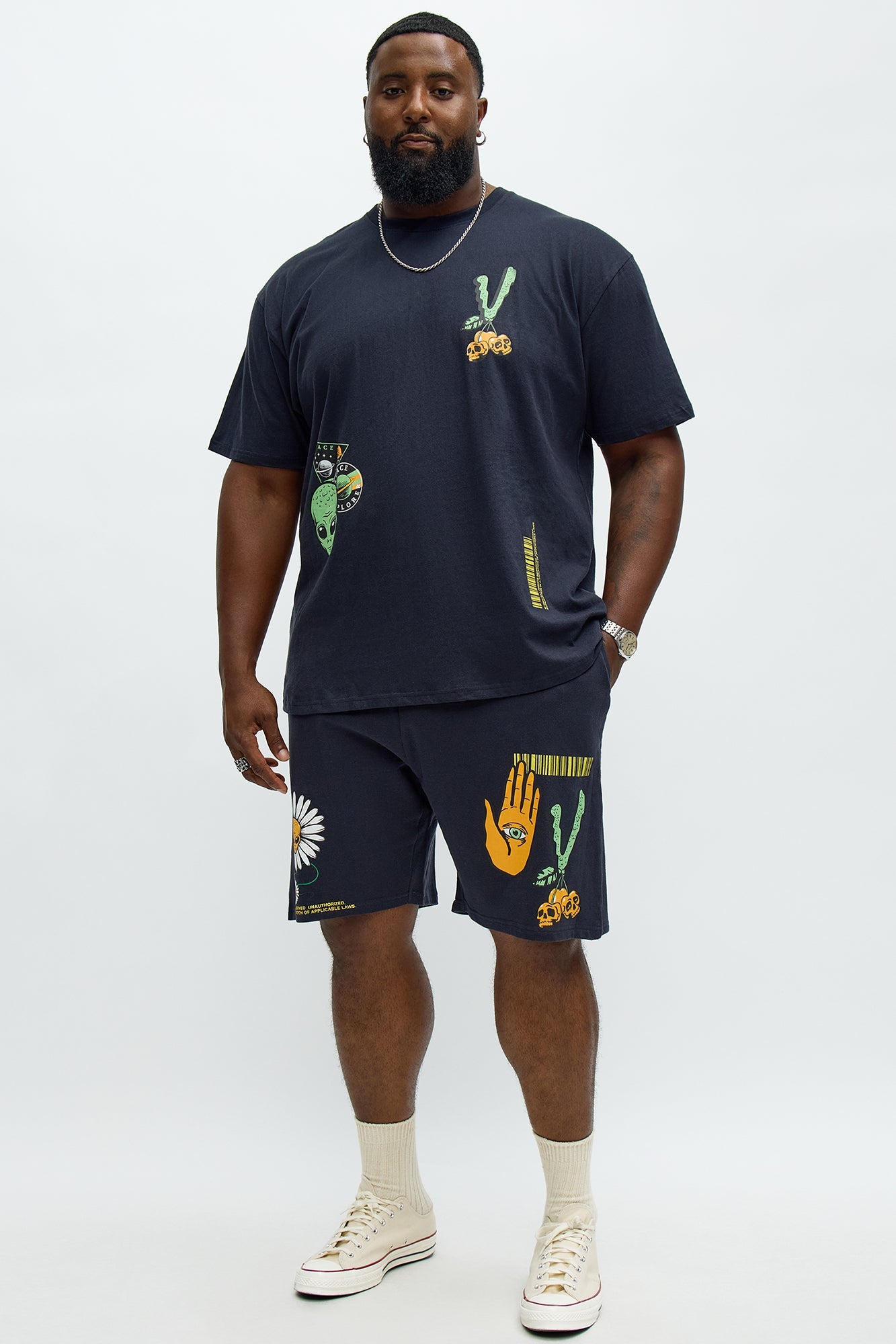 Stack Cash Chase Stars Short Sleeve Tee - Grey