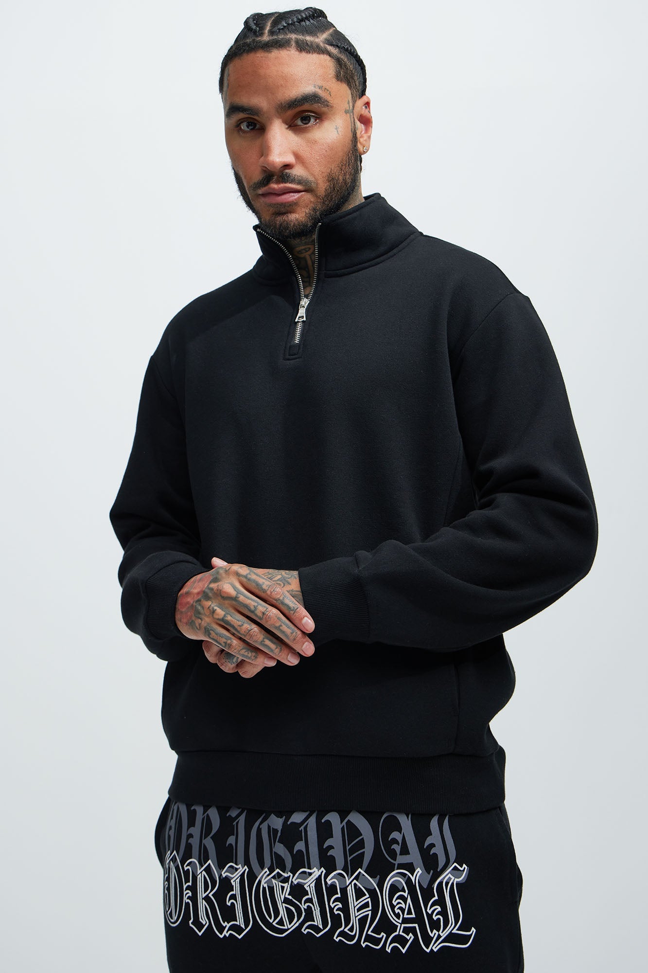 Tyson Quarter Zip Sweatshirt - Black