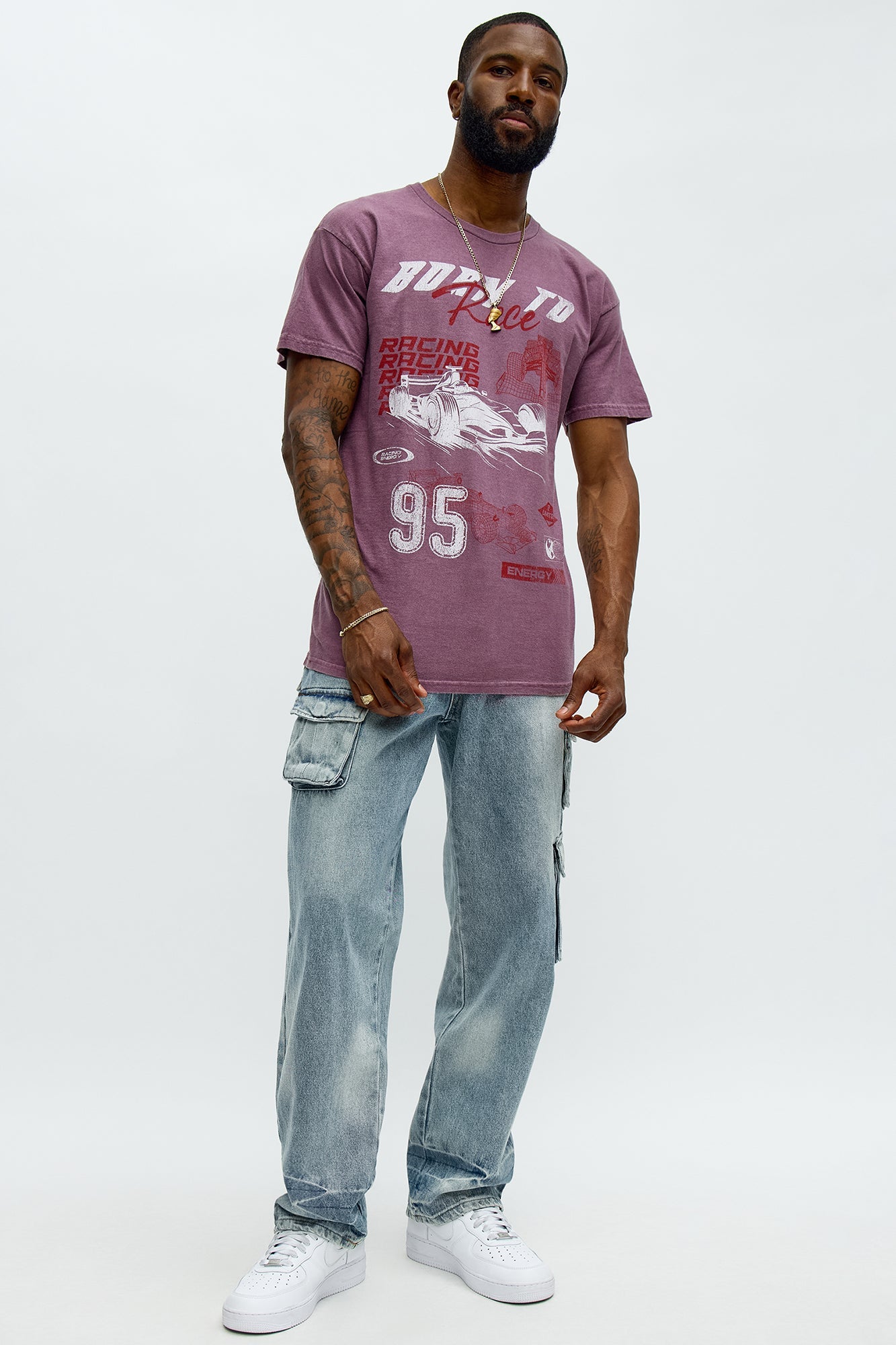 Born To Race Oversized Short Sleeve Tee - Purple