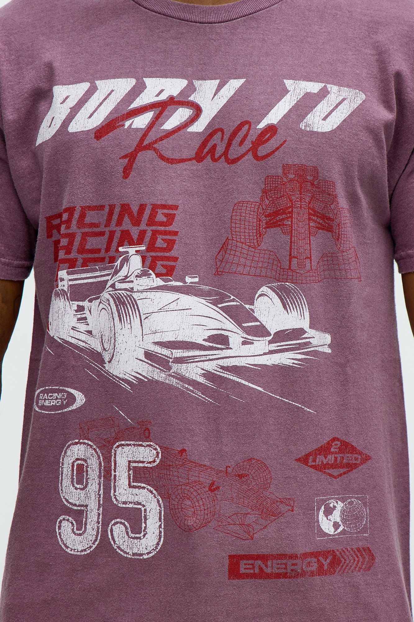 Born To Race Oversized Short Sleeve Tee - Purple