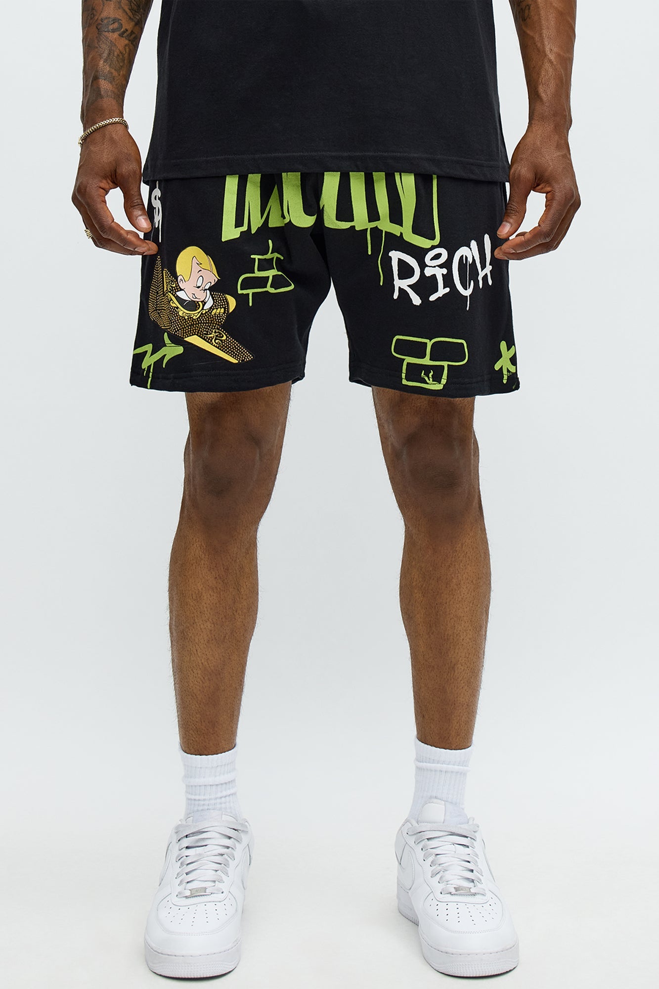 Richie Rich Fly Sweatshorts - Black