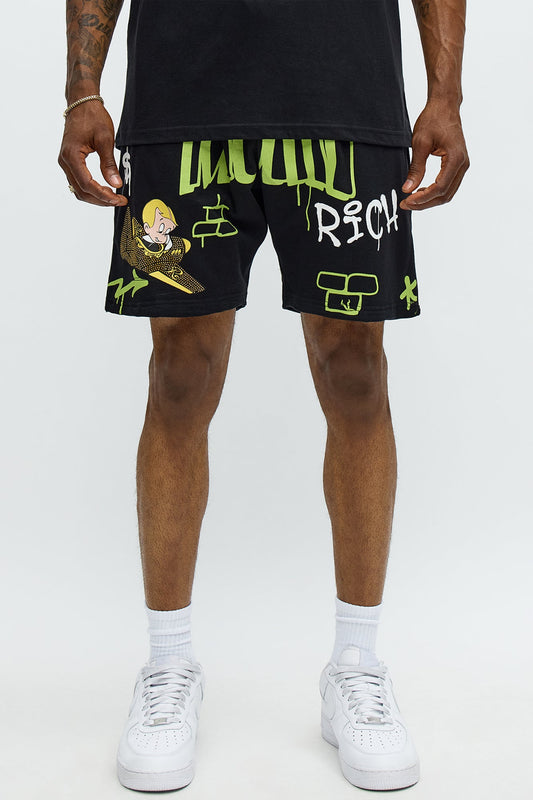 Richie Rich Fly Sweatshorts - Black