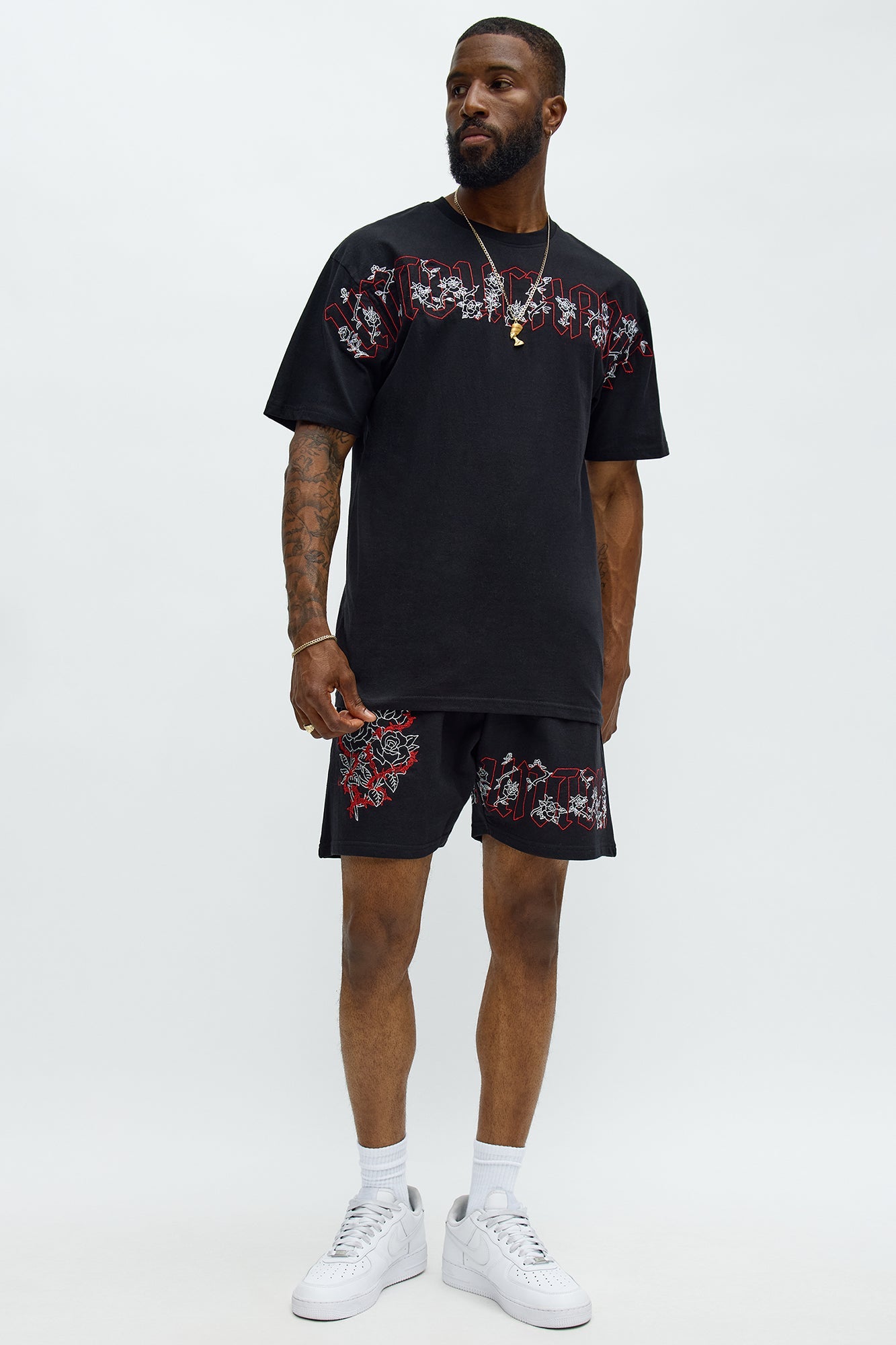 Rose Bundle Sweatshorts - Black