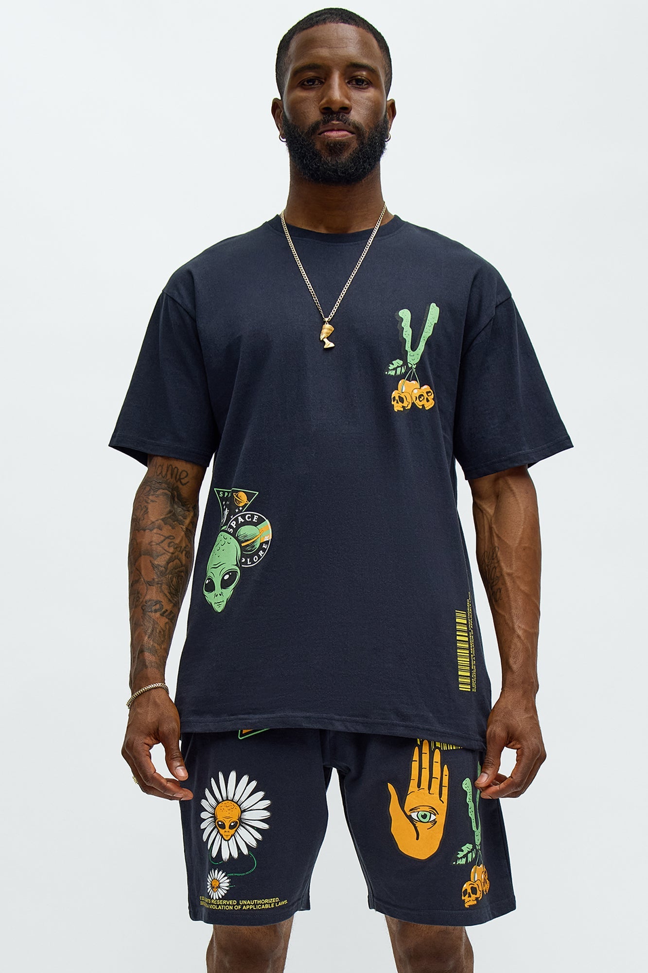 Stack Cash Chase Stars Short Sleeve Tee - Grey