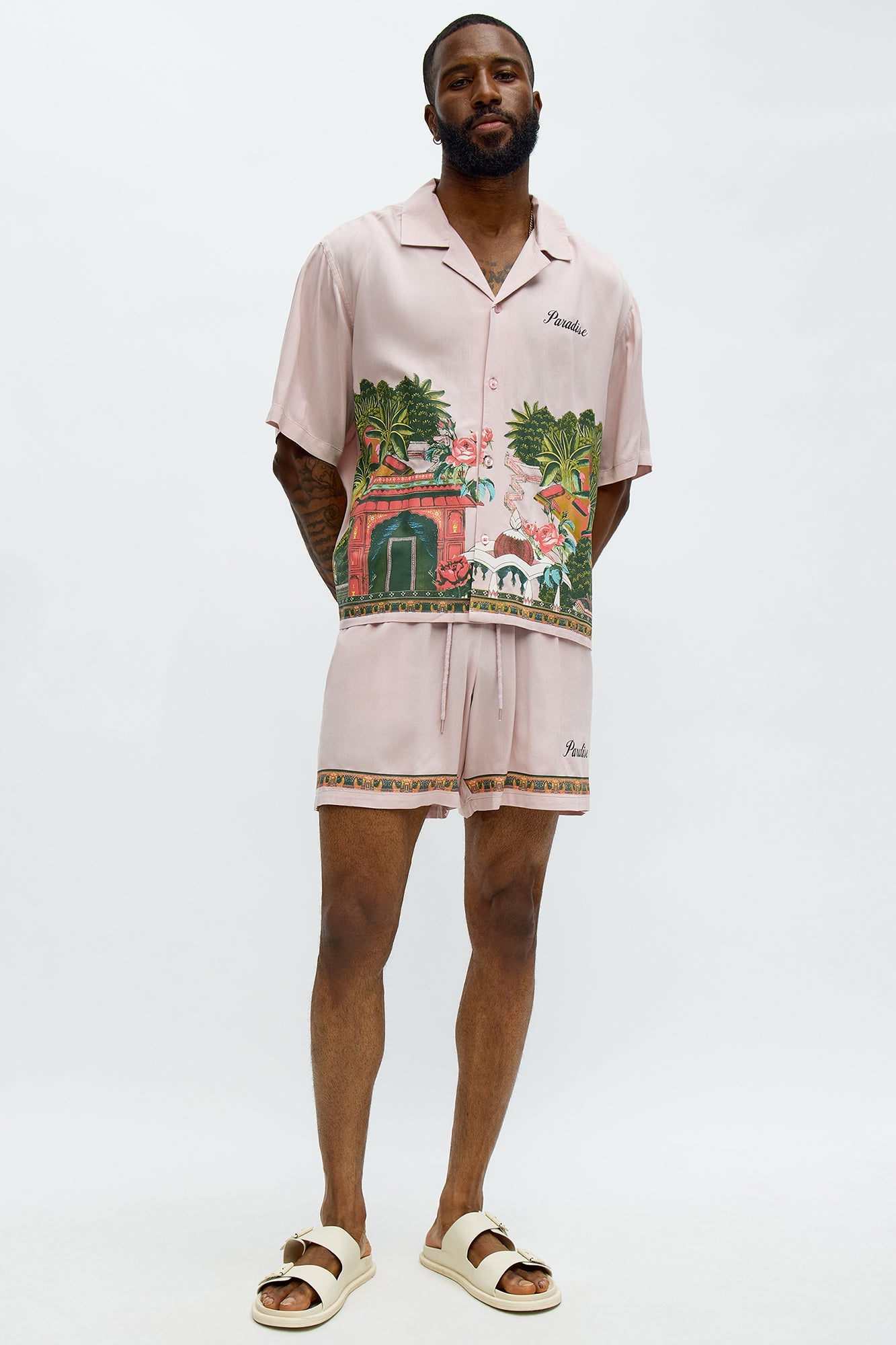 Paradise Set Short Sleeve Button Up Shirt - Pink