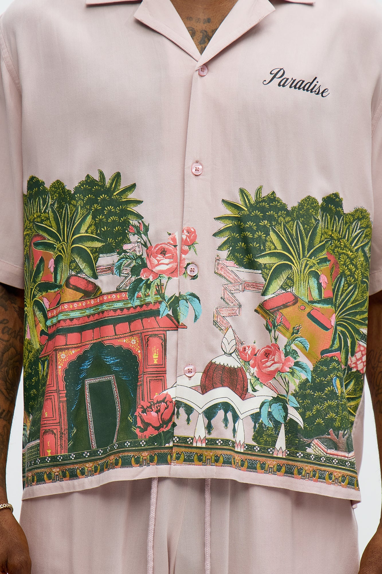 Paradise Set Short Sleeve Button Up Shirt - Pink