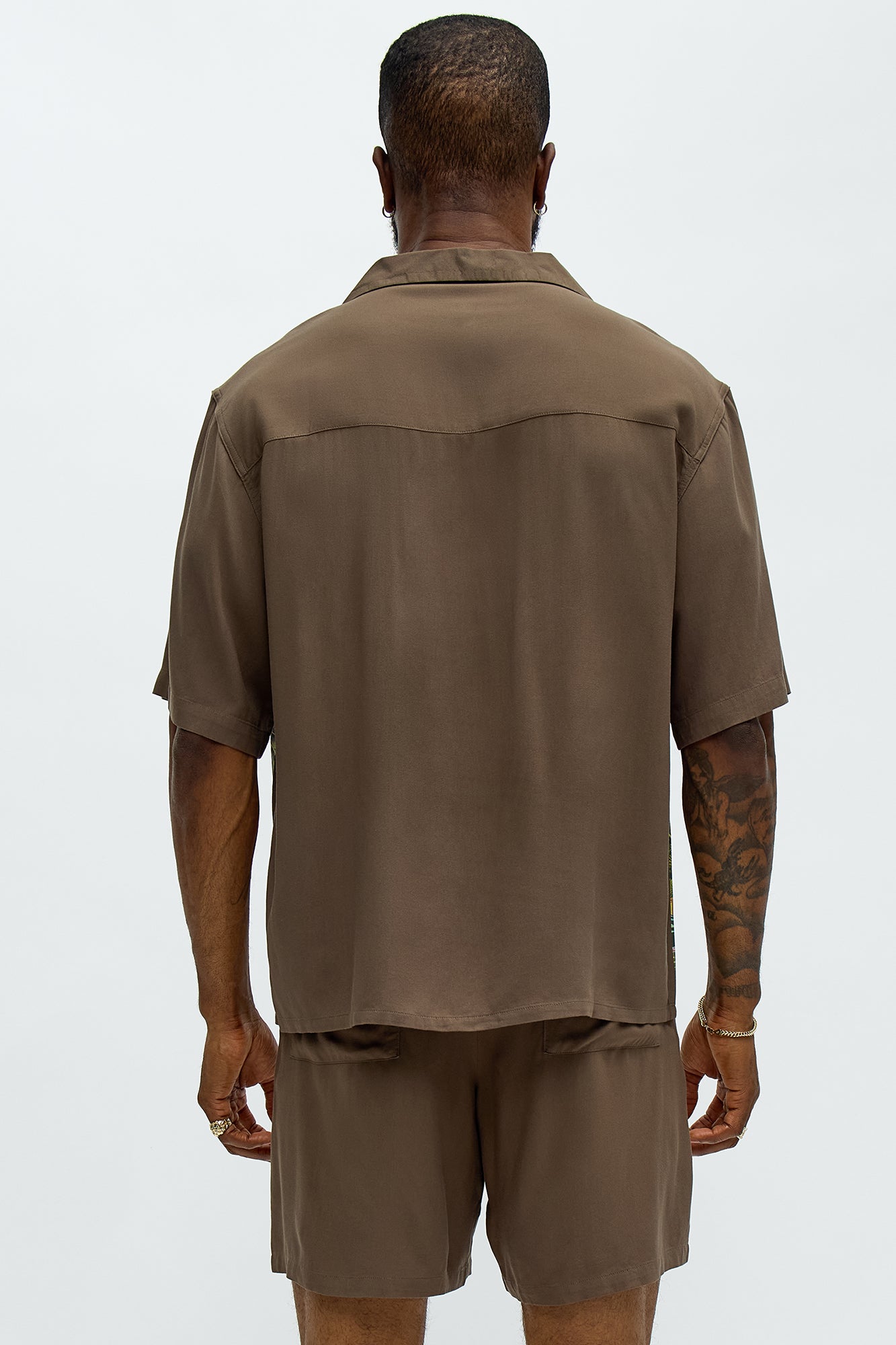 Paradise Set Short Sleeve Button Up Shirt - Brown