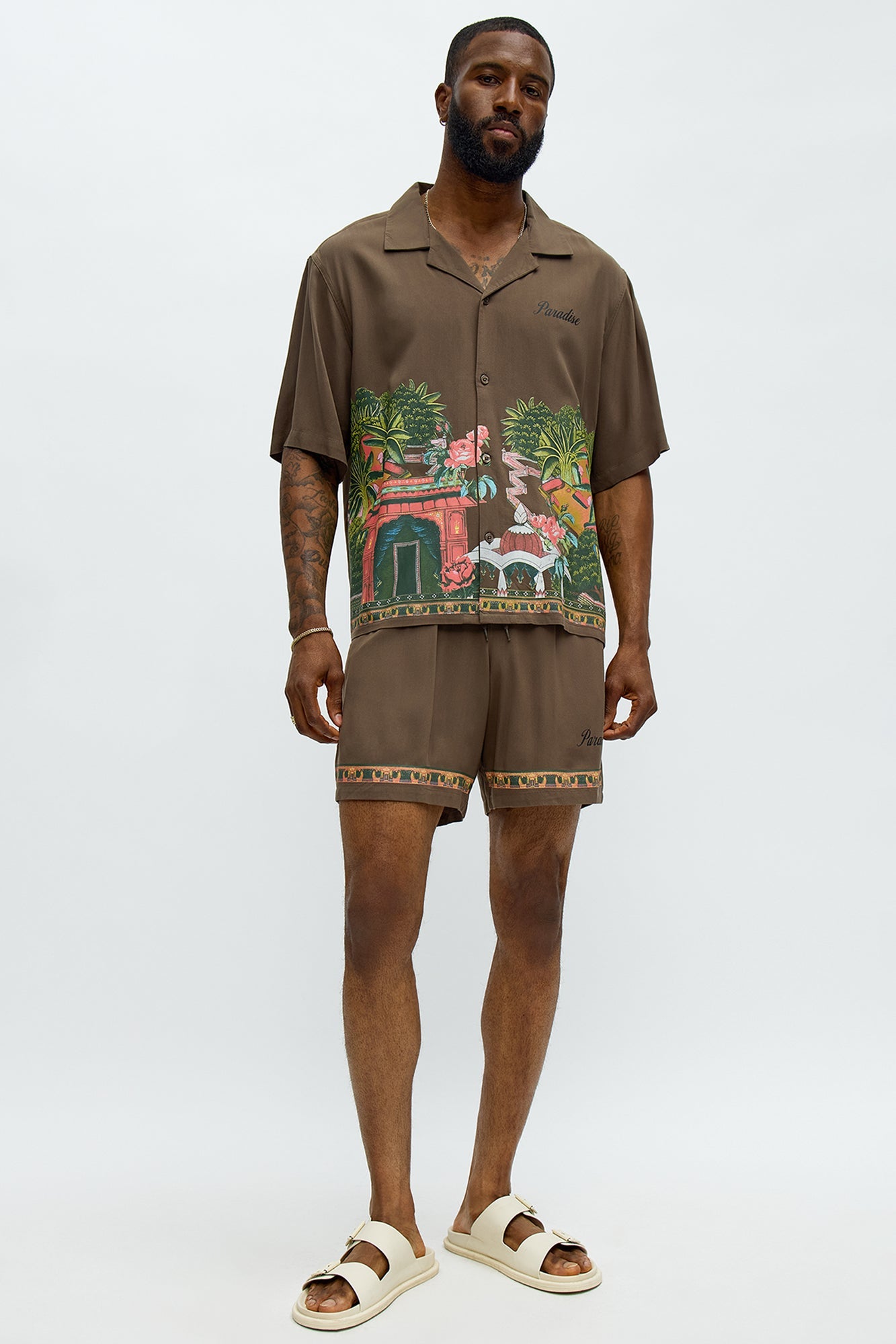 Paradise Set Relaxed Drawstring Short - Brown