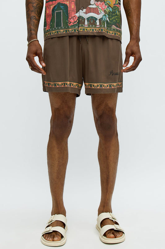 Paradise Set Relaxed Drawstring Short - Brown