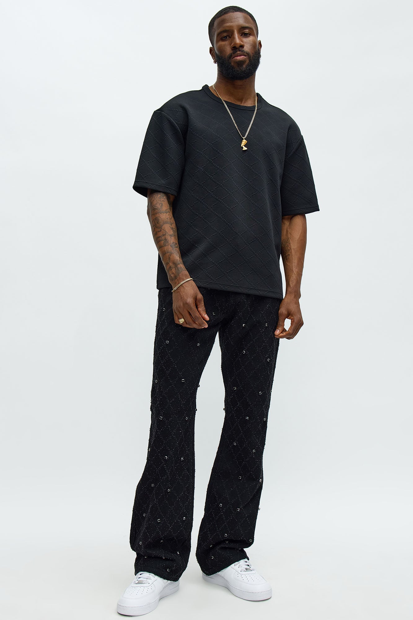 Lingo Textured Relaxed Tee - Black