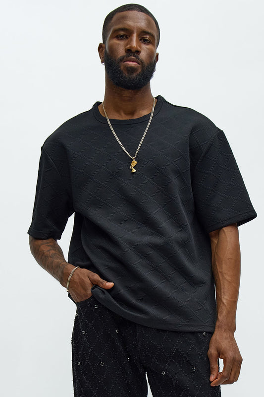 Lingo Textured Relaxed Tee - Black