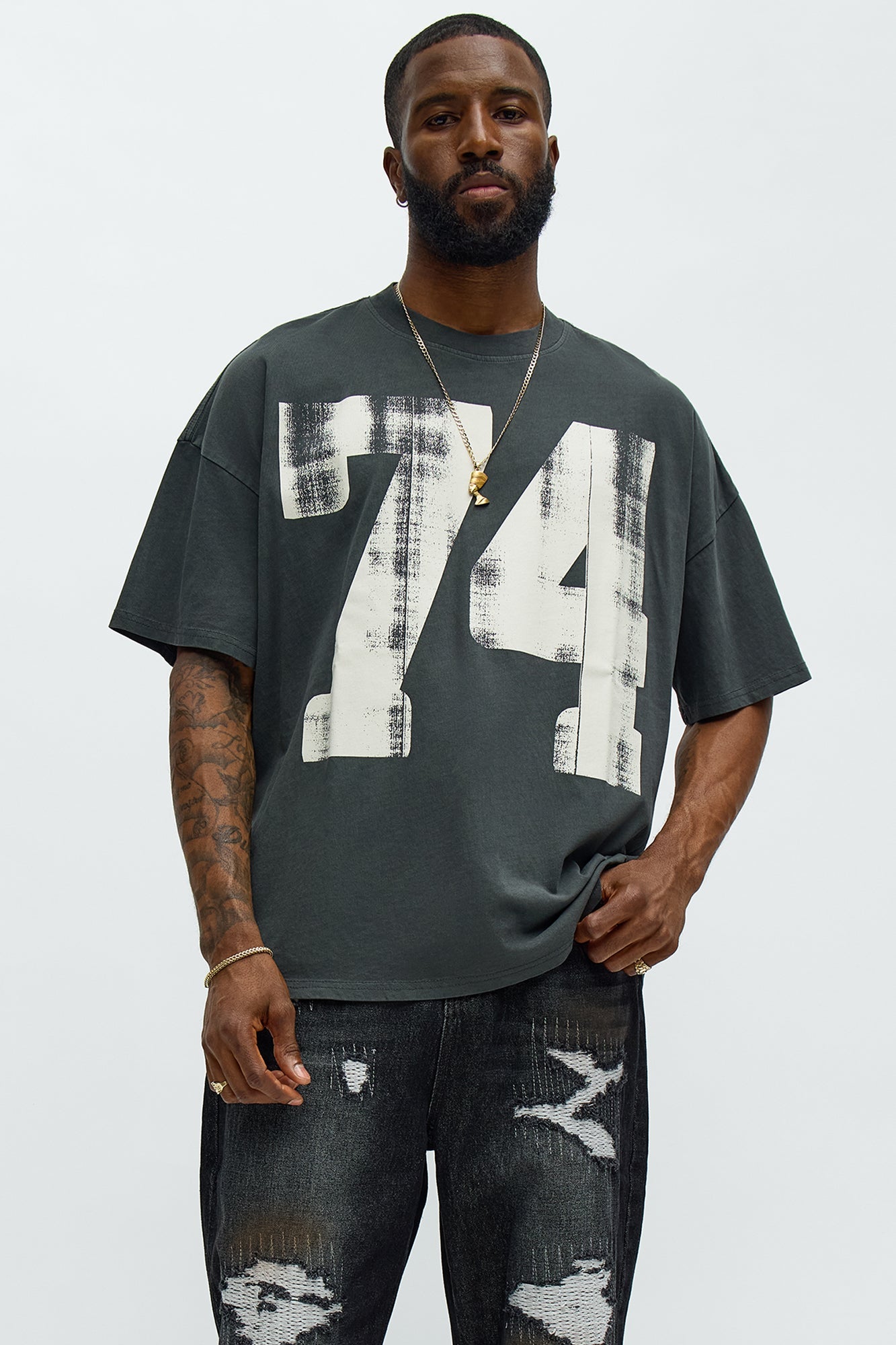 Big 74 Oversized Short Sleeve Tee - Black Wash