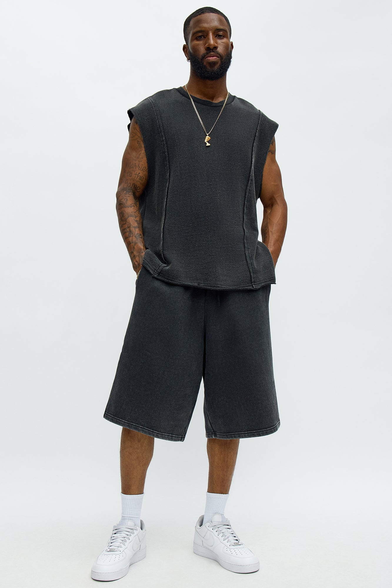 Tyson Baggy Washed Shorts - Black Wash