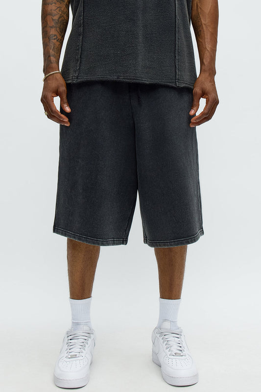 Tyson Baggy Washed Shorts - Black Wash