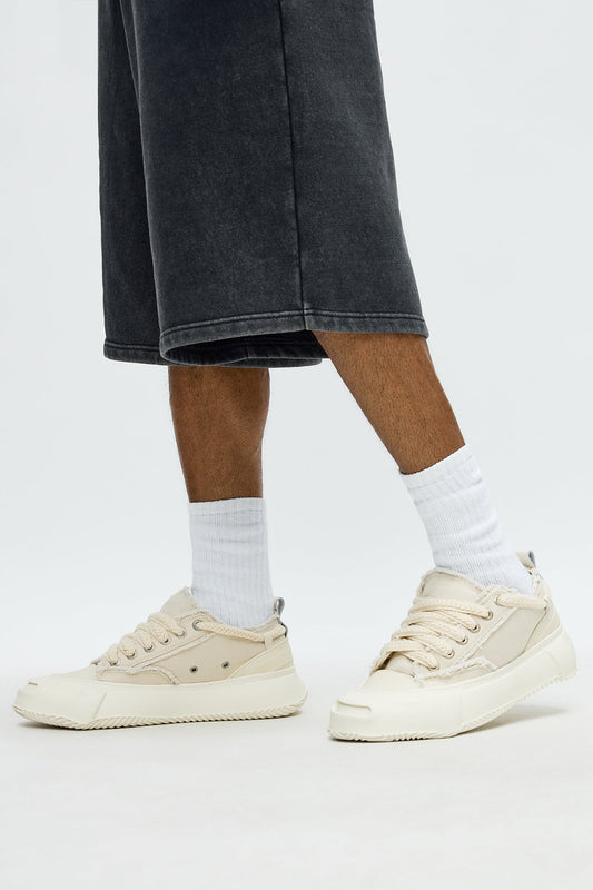 Bold Step Canvas Chunky Low Sneaker - Cream/combo