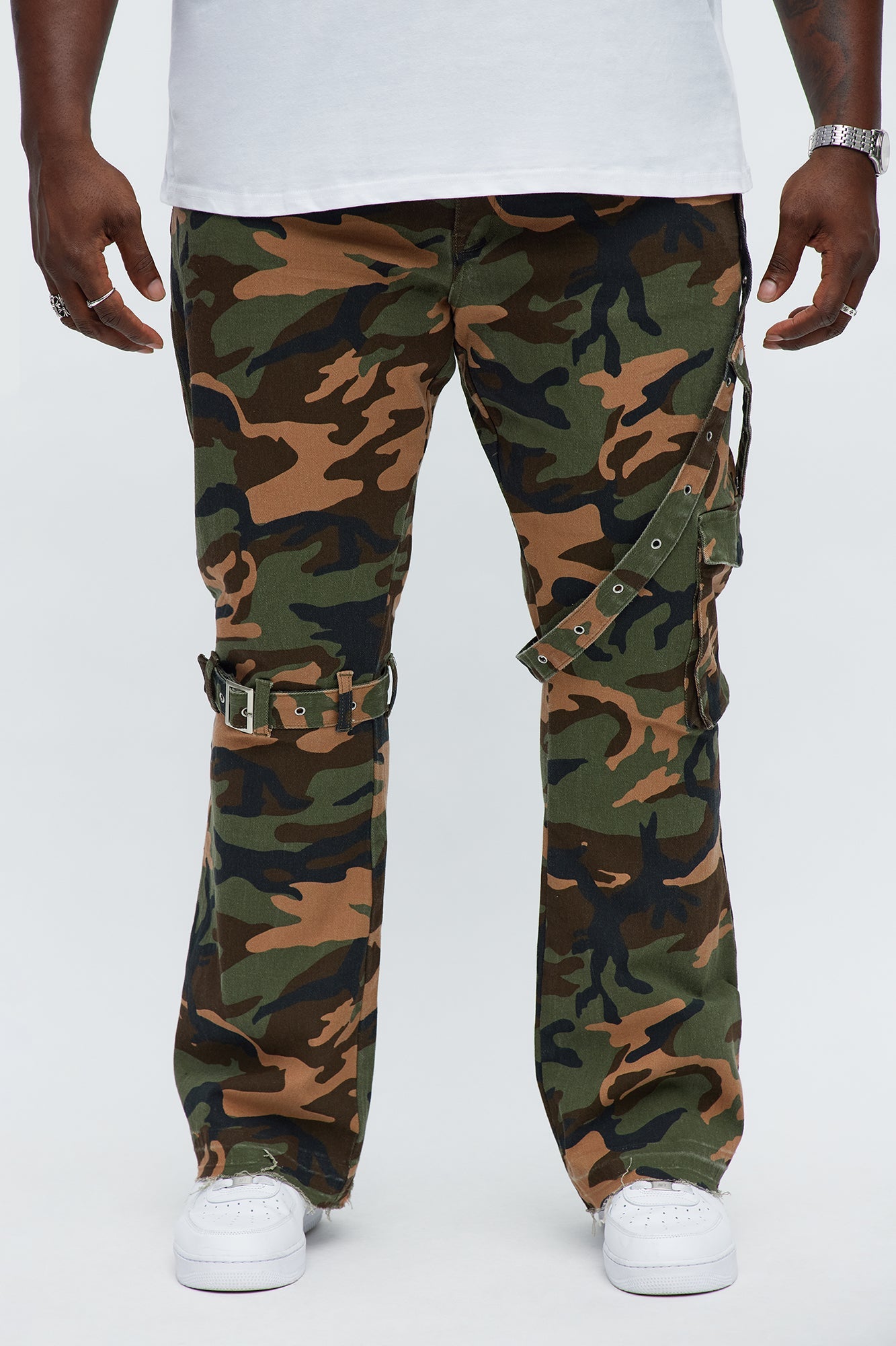 Strap Me Up Stacked Skinny Flare Jeans - Camouflage