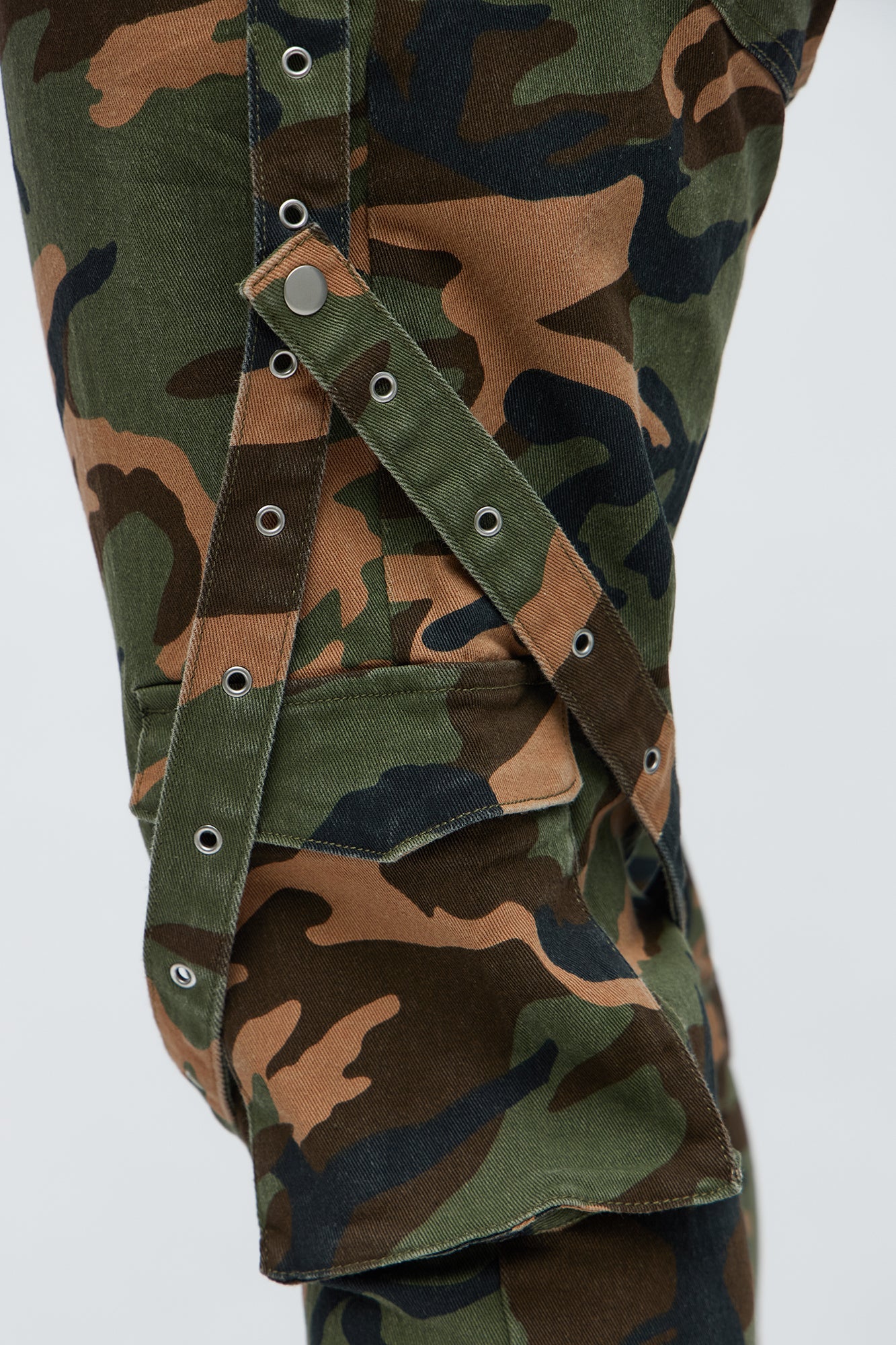 Strap Me Up Stacked Skinny Flare Jeans - Camouflage