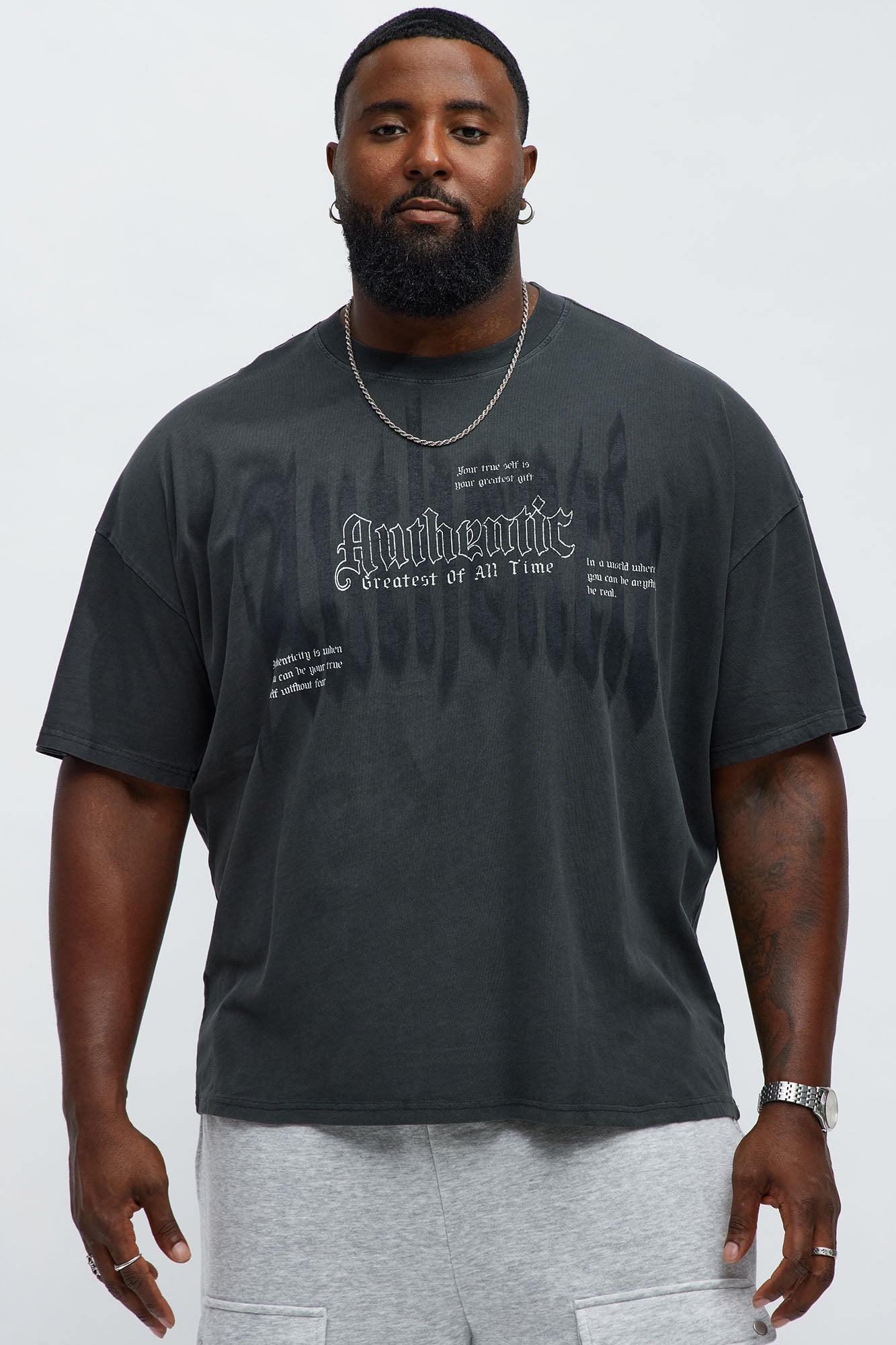 Remain Authentic Oversized Short Sleeve Tee - Black Wash