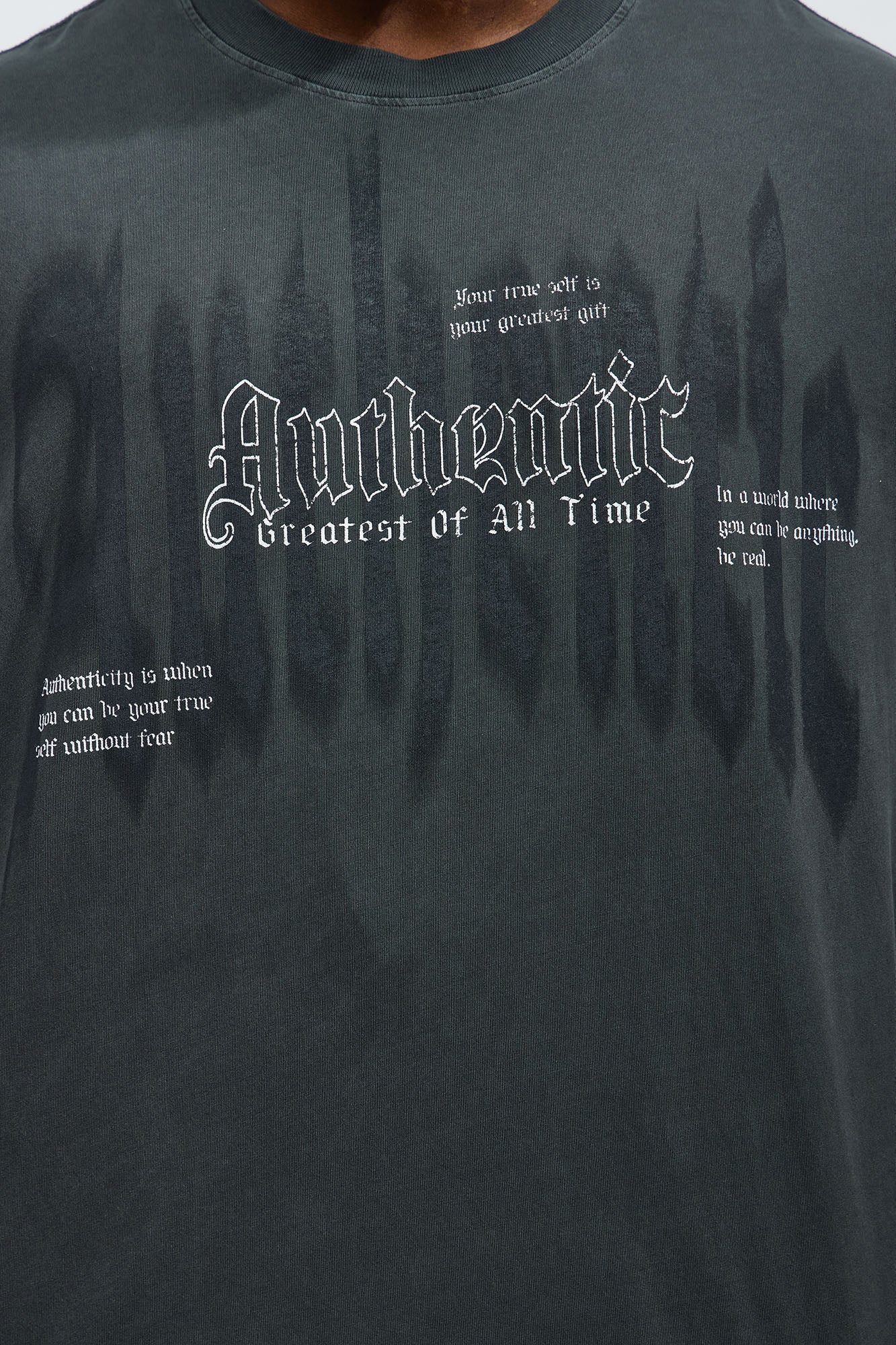 Remain Authentic Oversized Short Sleeve Tee - Black Wash