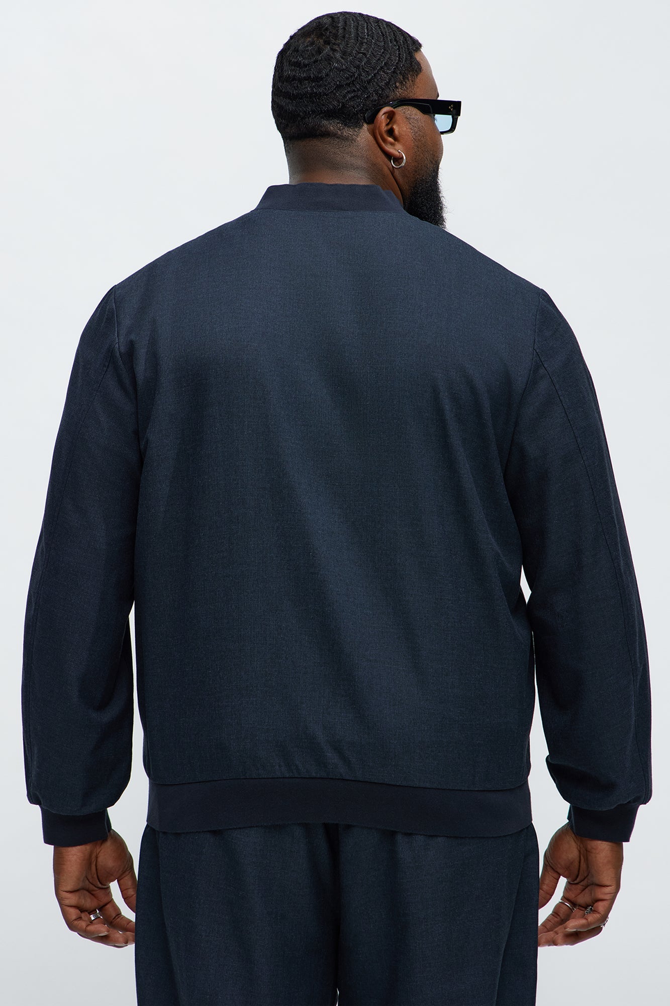 Slim Modern Two-Way Zipper Everyday Bomber - Navy
