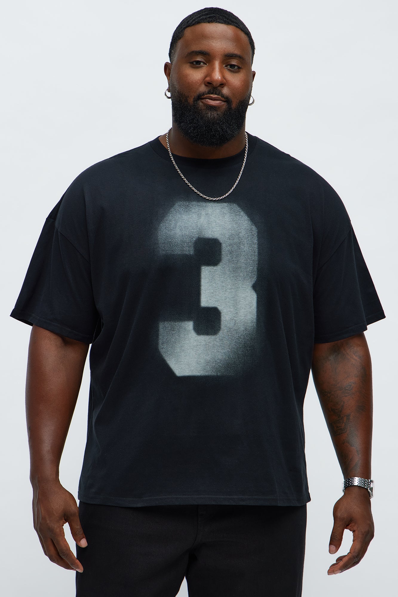 Magic Number Oversized Short Sleeve Tee - Black