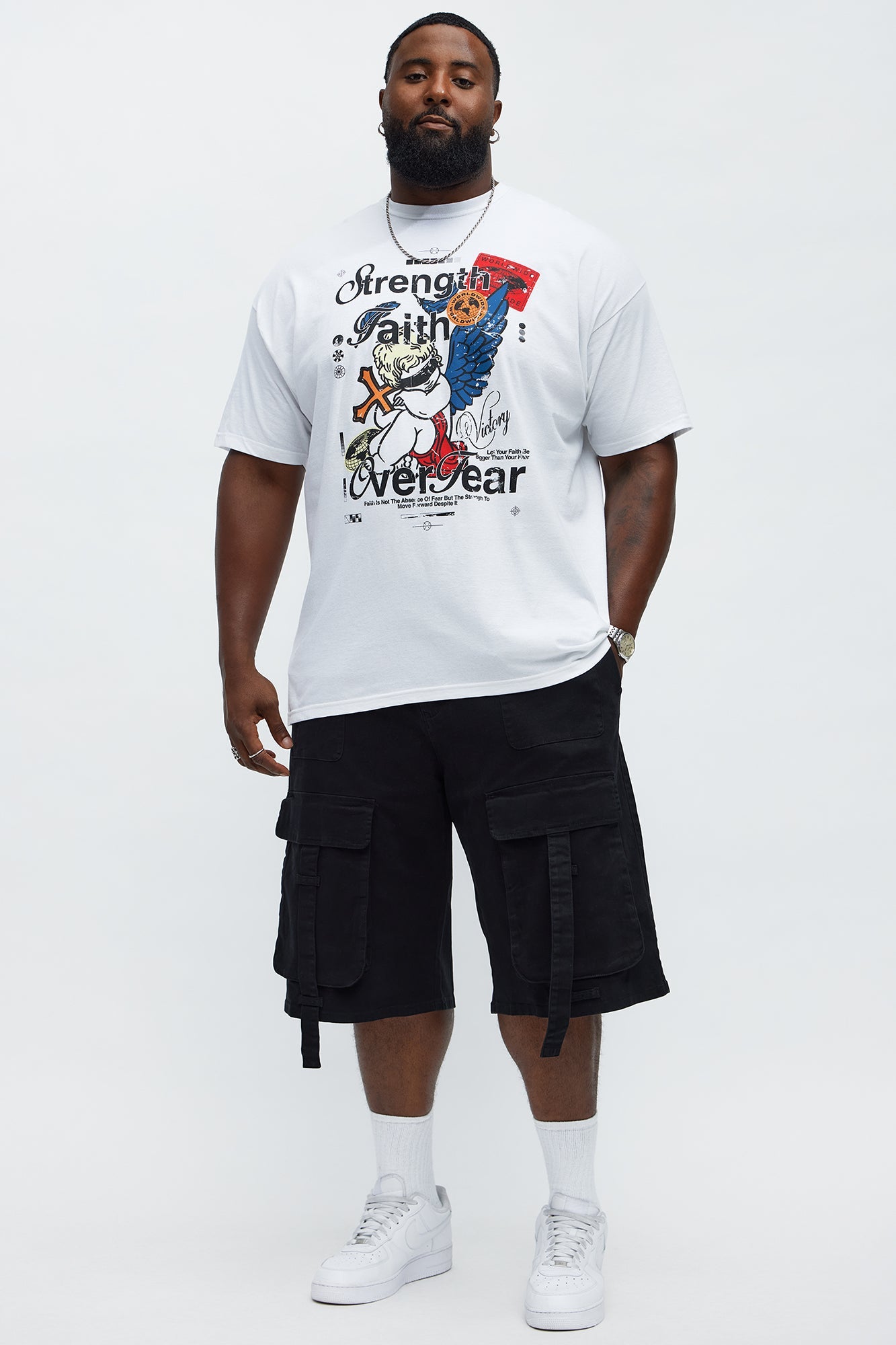 Strength Faith Over Fear Short Sleeve Tee - White