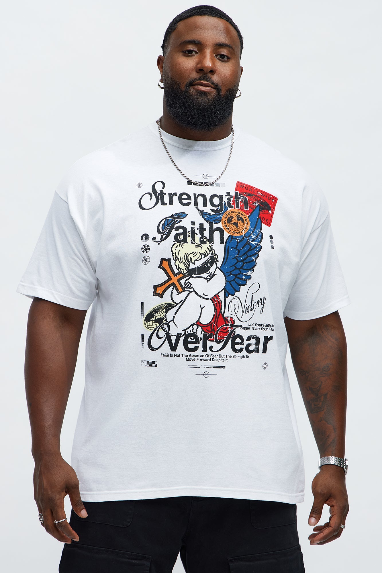 Strength Faith Over Fear Short Sleeve Tee - White