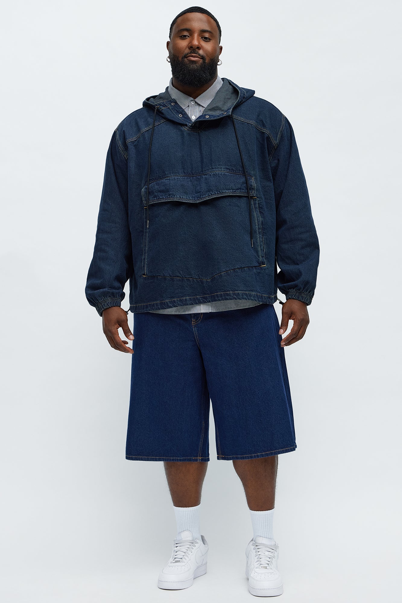 Oversized In My City Anorak Denim Jacket - Dark Wash