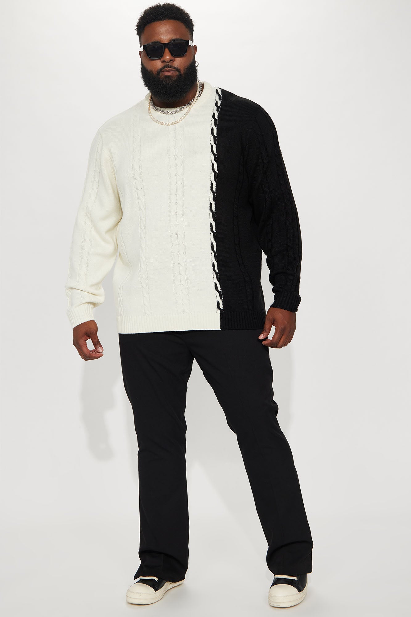 Cody Cable Knit Sweater - White/combo