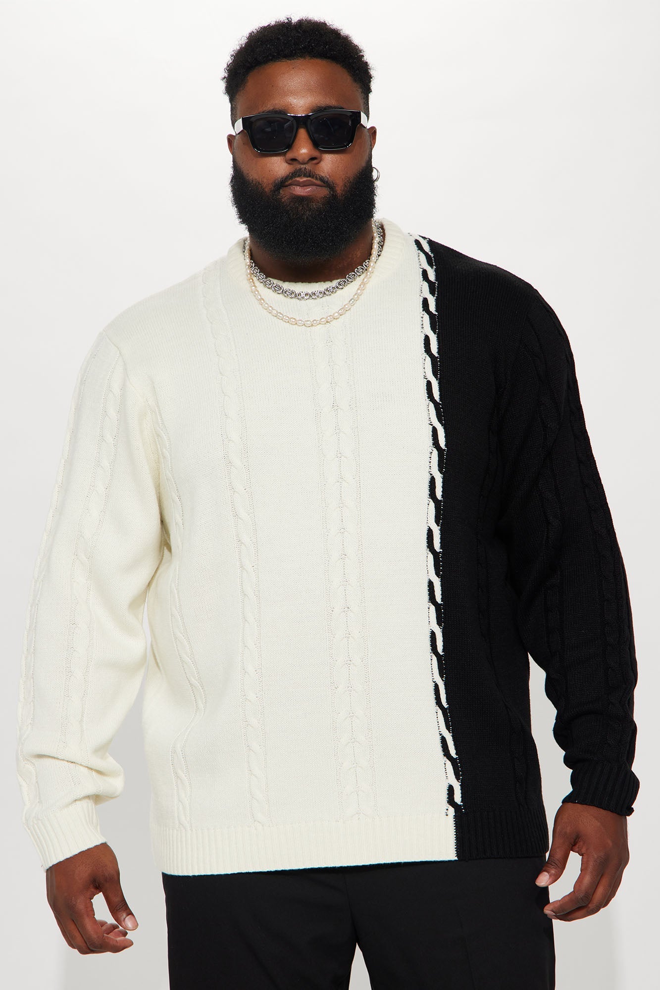 Cody Cable Knit Sweater - White/combo