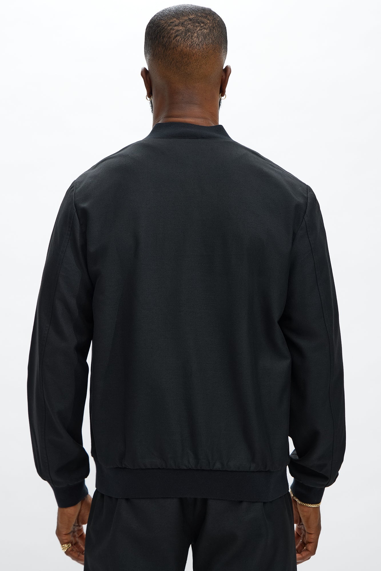 Slim Modern Two-Way Zipper Everyday Bomber - Black