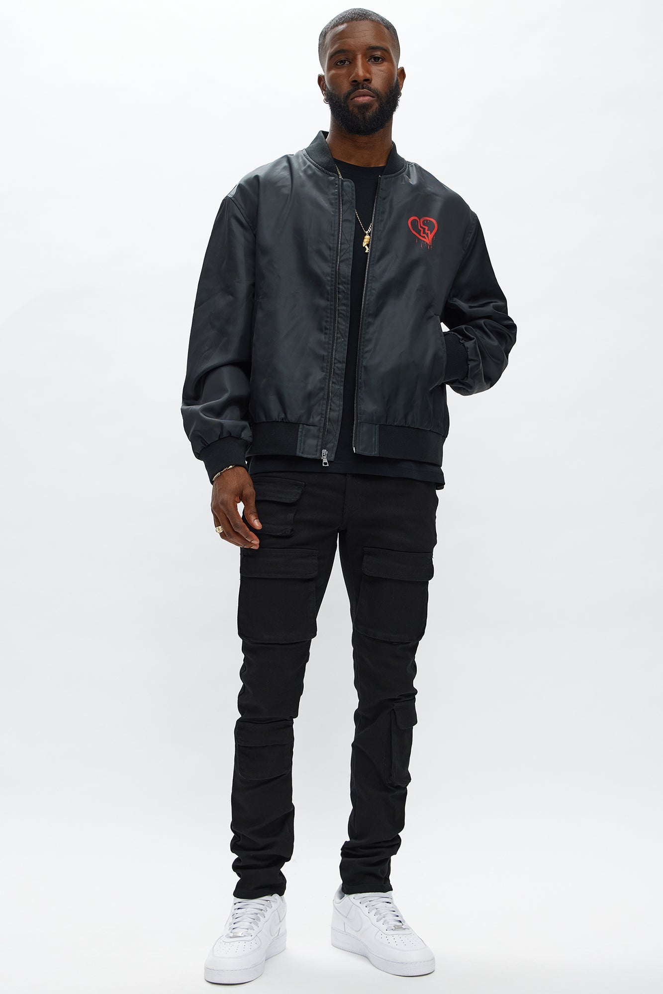 Cropped Urban Bomber Jacket - Black