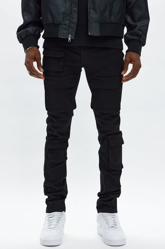 Skinny Pocket Me Cargo Pants - Black