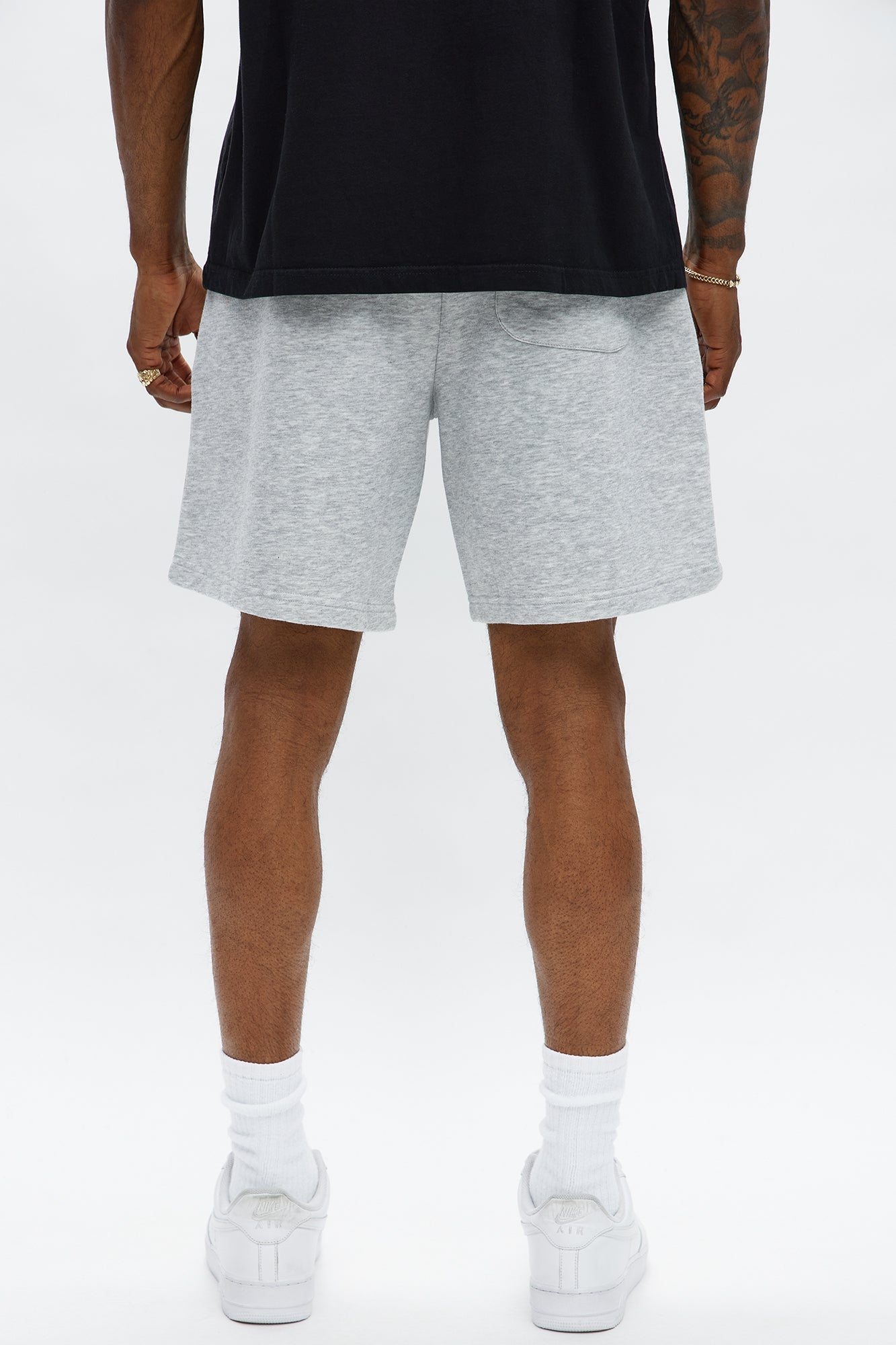 Tyson Relaxed Frayed Patch Sweatshorts - Heather Grey