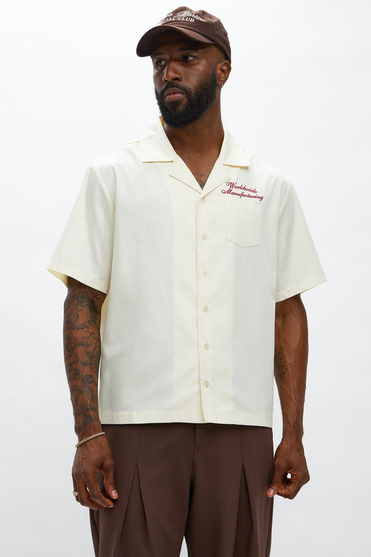 Cropped Worldwide Manufacturing Button Up Shirt - Cream