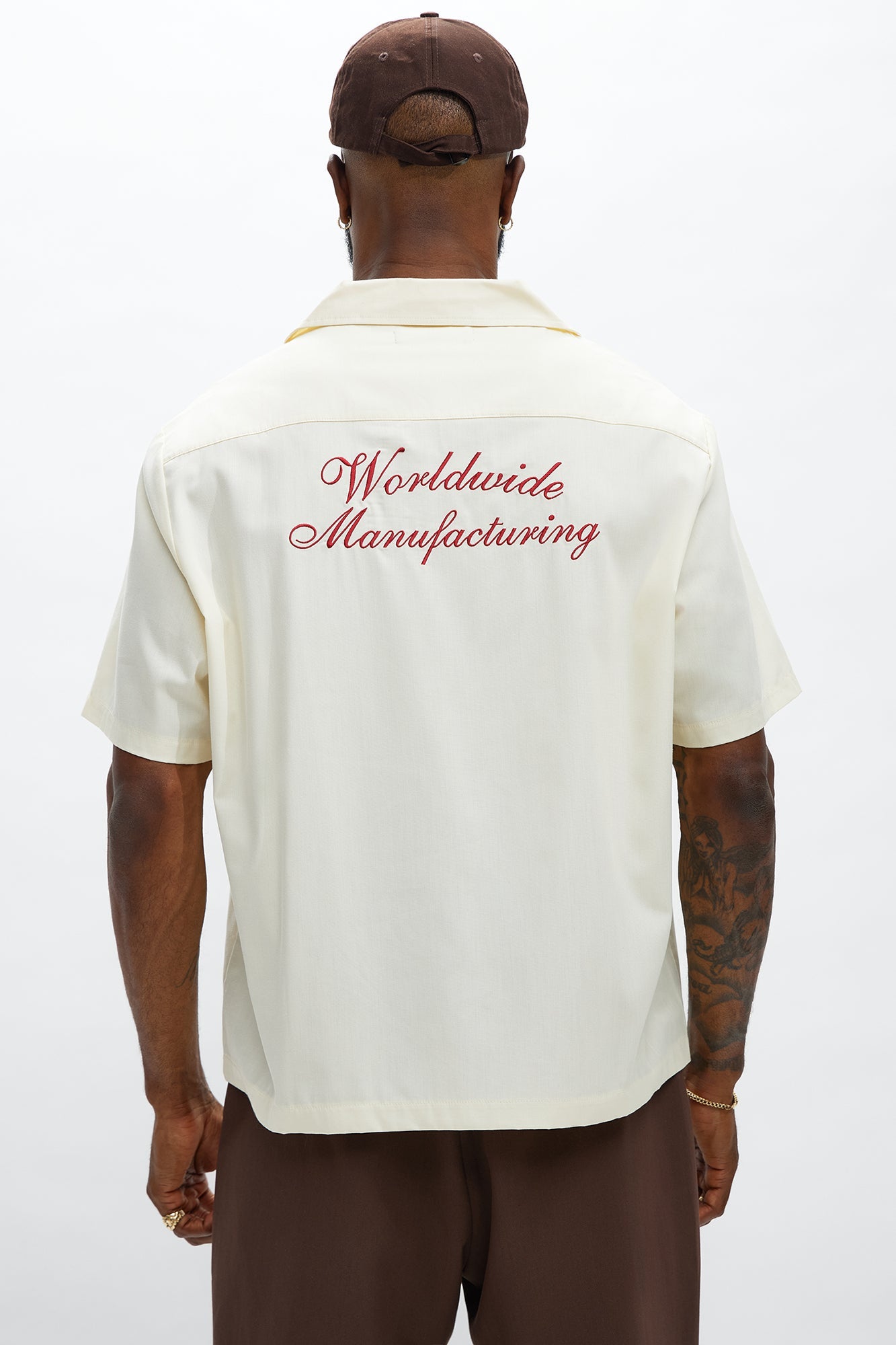 Cropped Worldwide Manufacturing Button Up Shirt - Cream