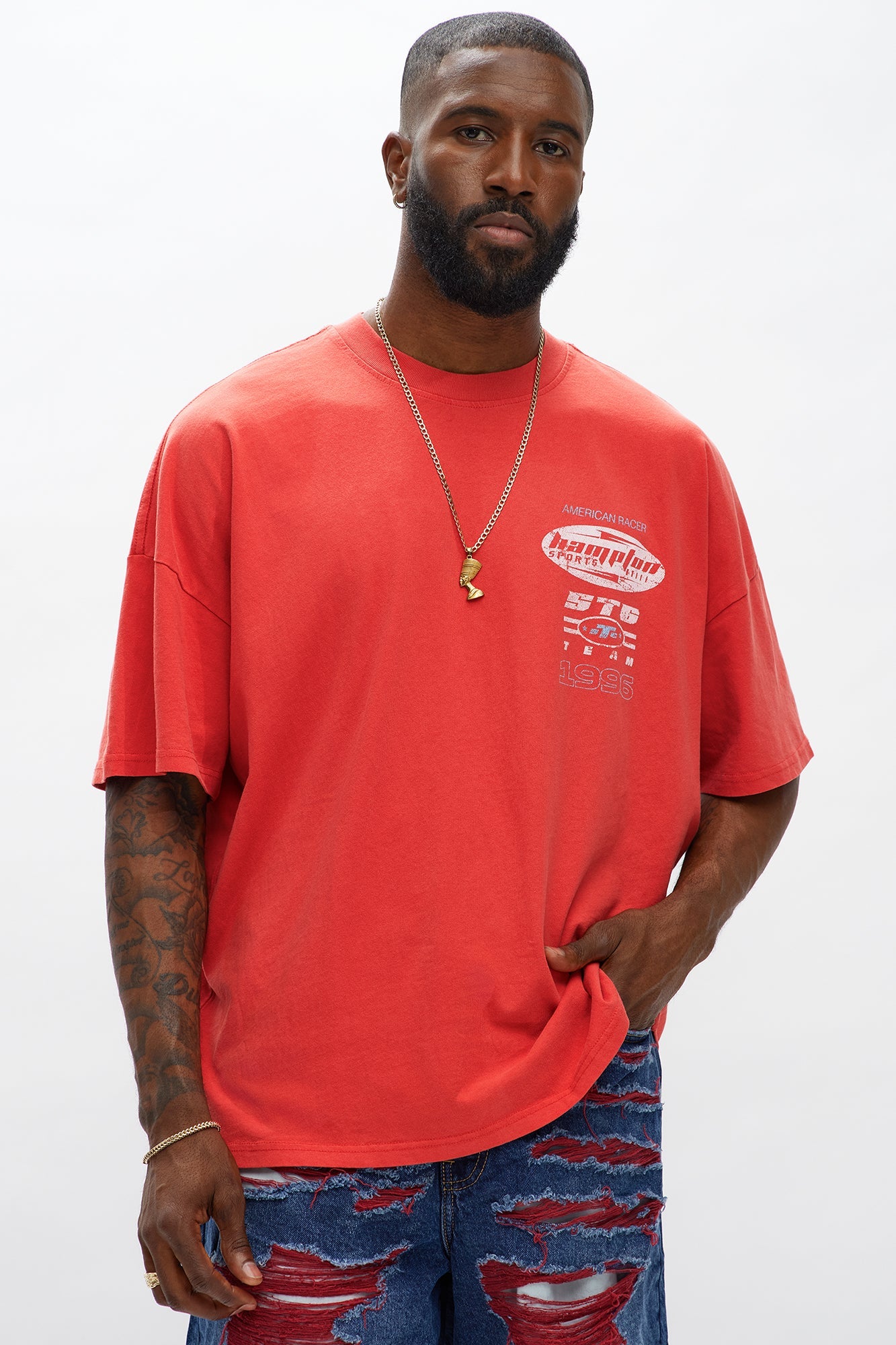 Hampton Sports Oversized Short Sleeve Tee - Red