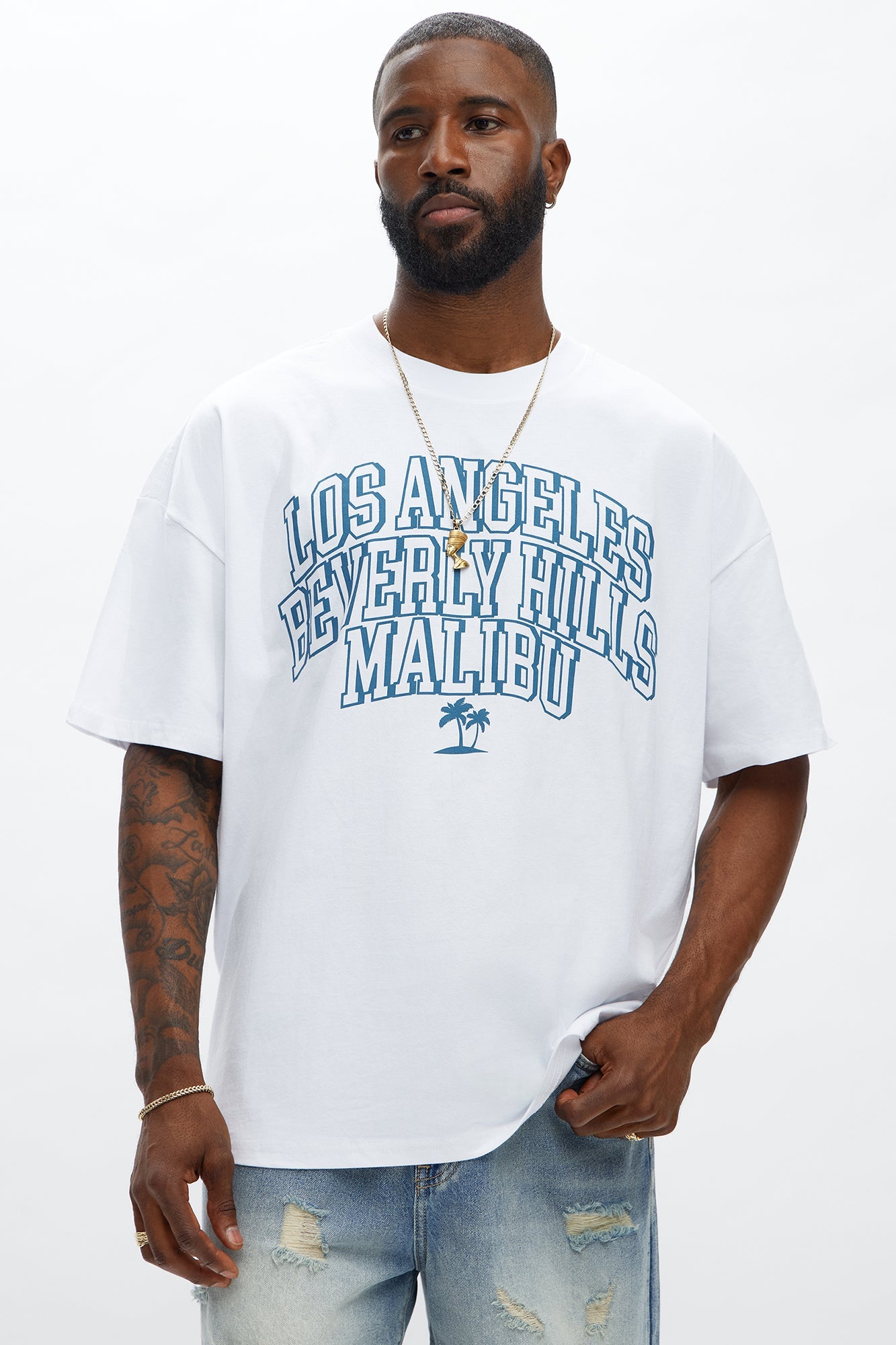 West Luxe Cities Oversized Short Sleeve Tee - White