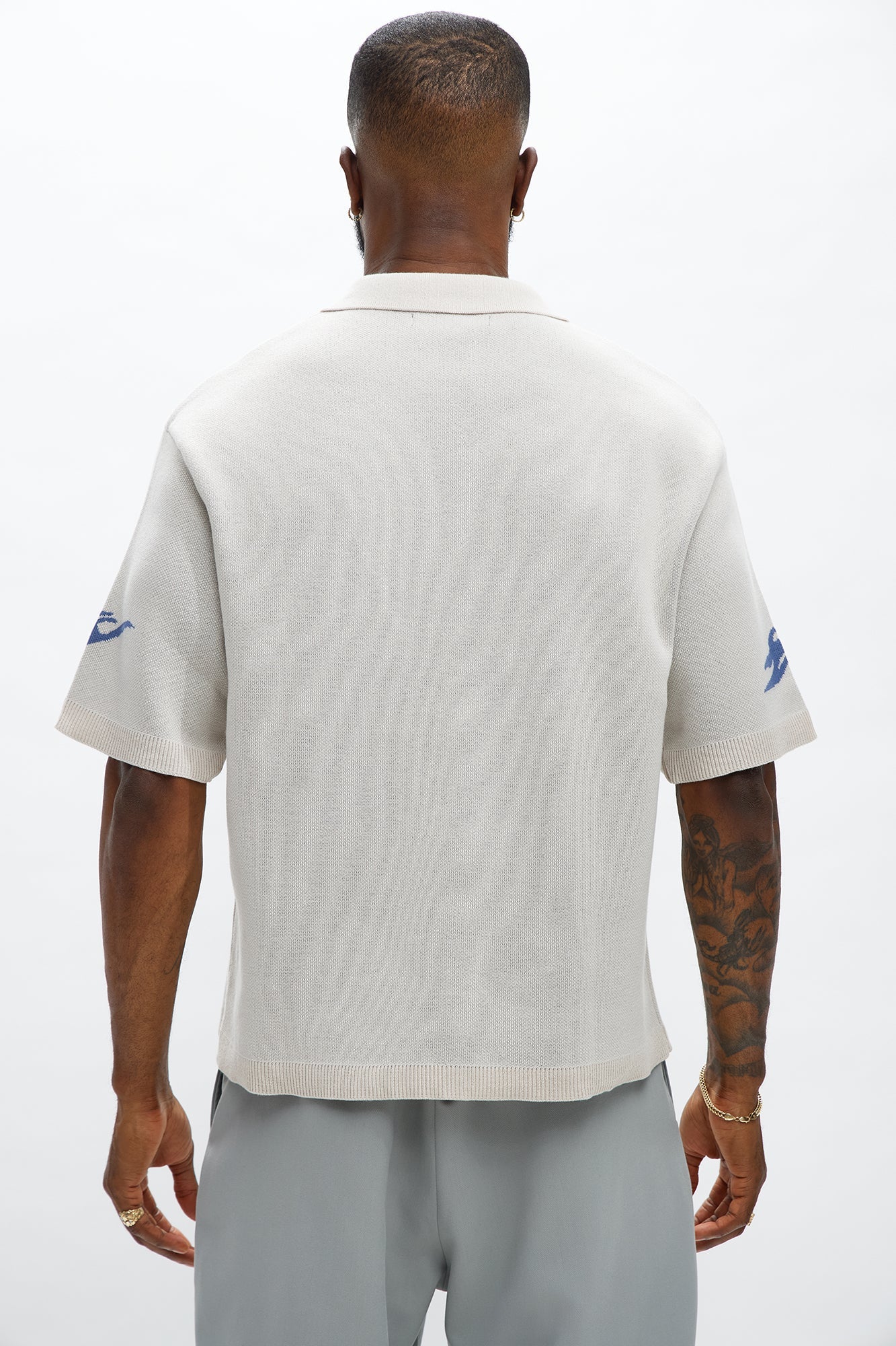 Regular Fit 13 Button Up Sweater Shirt - Cream/combo