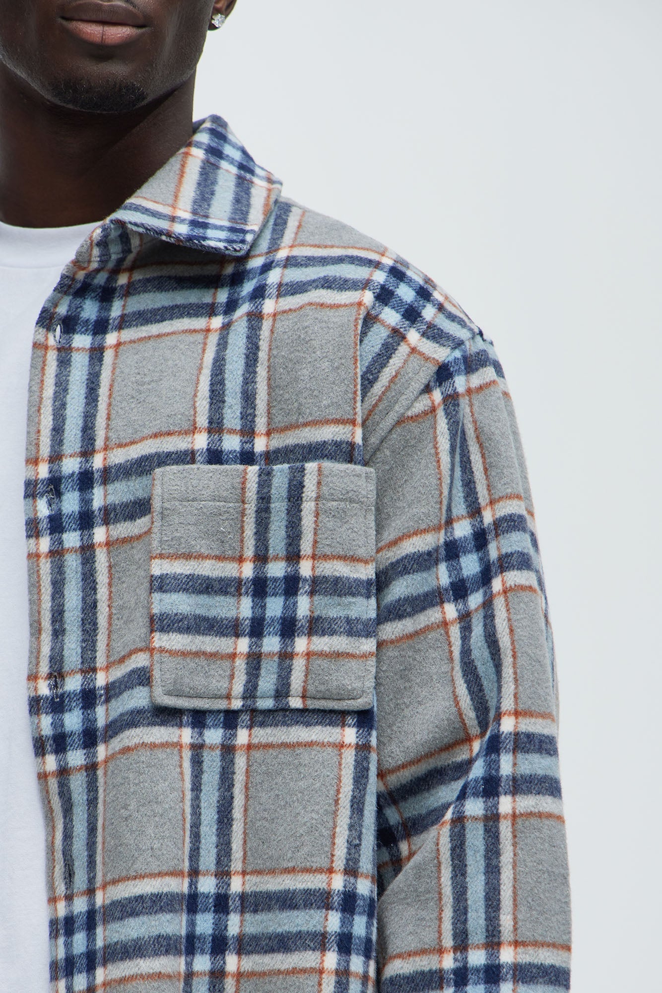 Come See Me Plaid Shacket - Blue