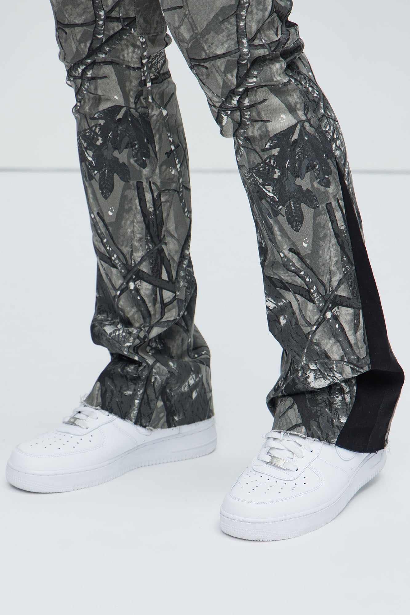All Over Print Stacked Twill Flare Pant - Grey/combo