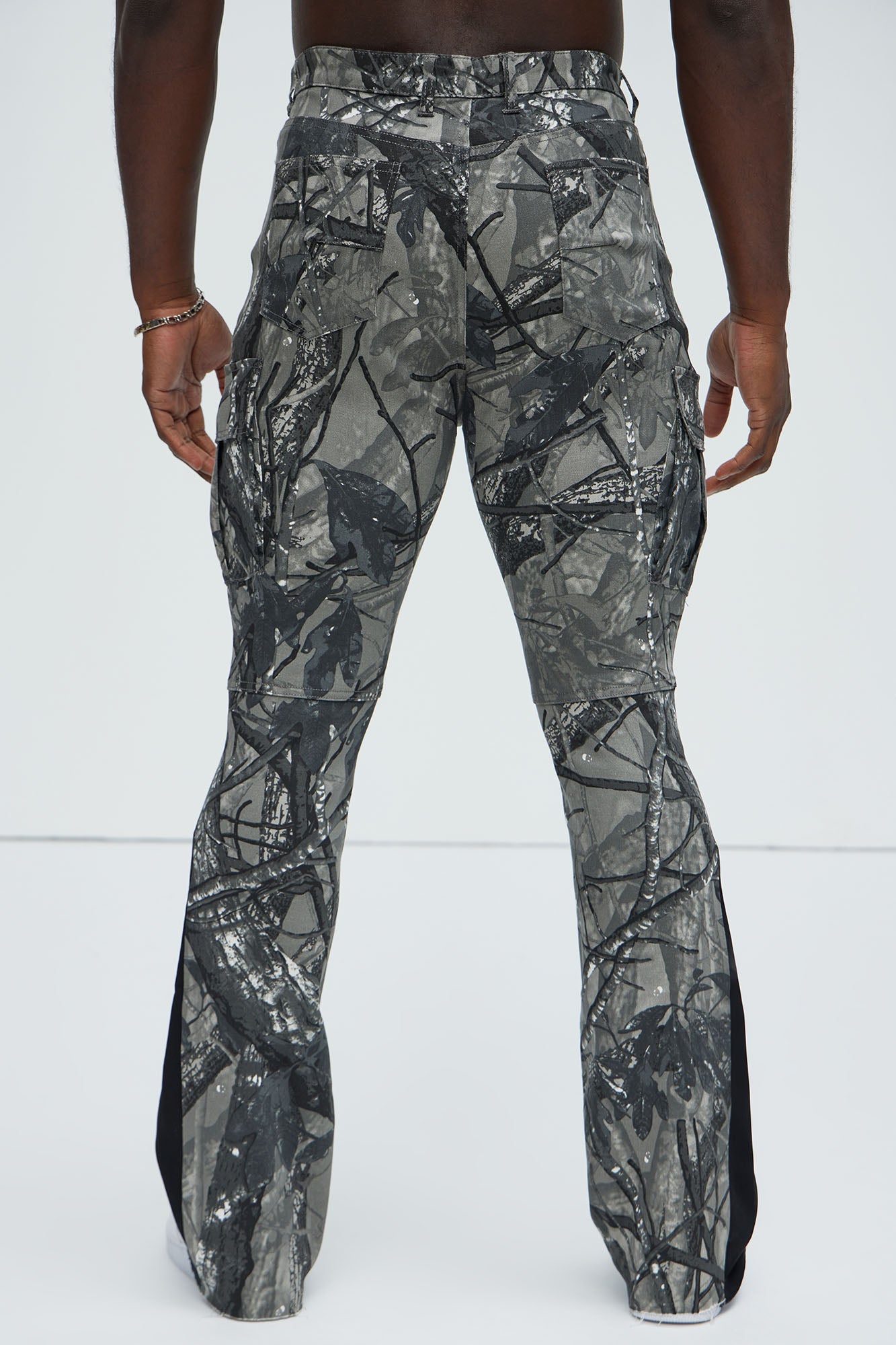 All Over Print Stacked Twill Flare Pant - Grey/combo
