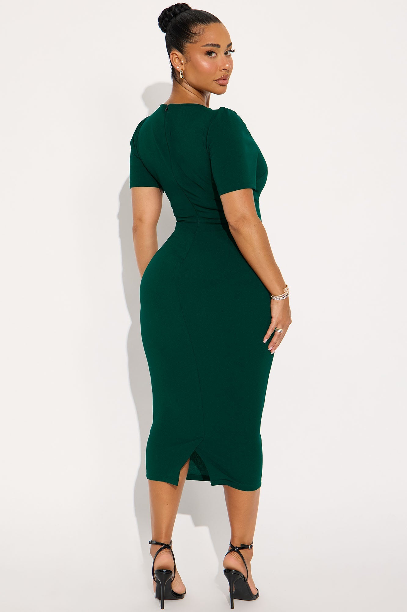 Presley Short Sleeve Midi Dress - Hunter