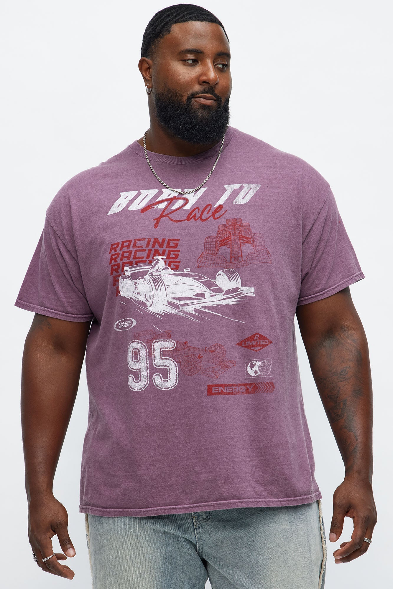 Born To Race Oversized Short Sleeve Tee - Purple