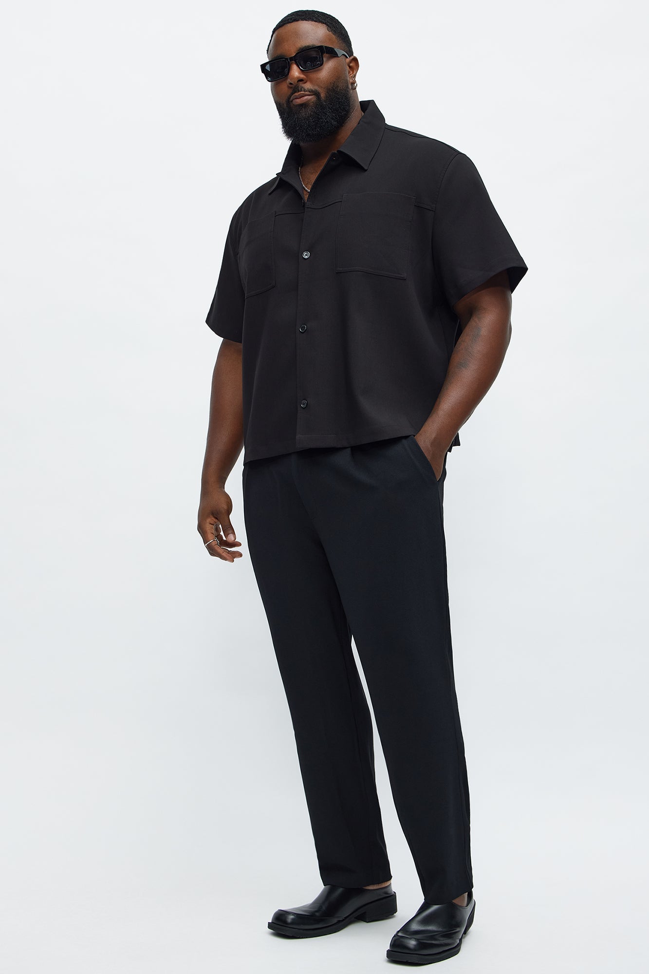 Golden Hour Slim Pleated Trouser - Black